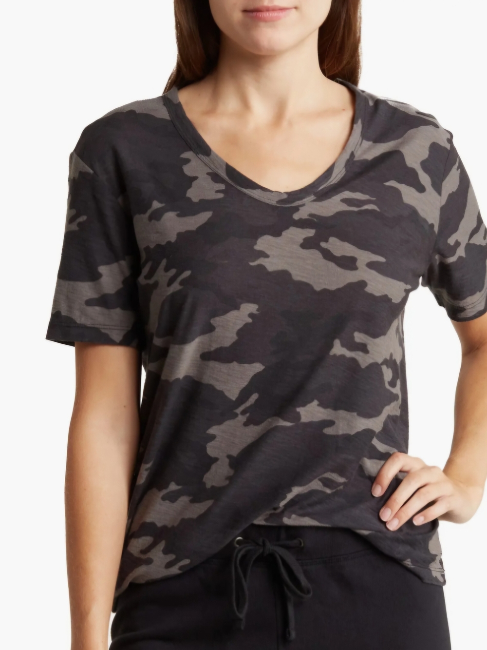 James Perse Camo V-Neck Short Sleeve Tee